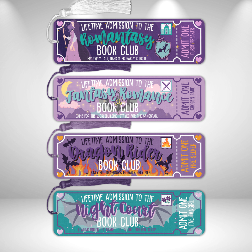 Romantasy, Fantasy Romance, Dragon Rider, Night Court Book Club Tickets Metal Bookmarks