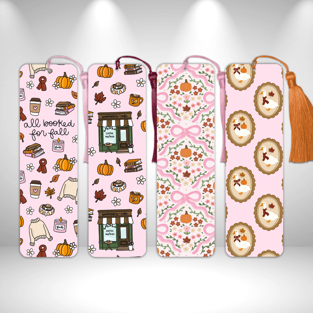 All Booked for Fall Metal Bookmarks