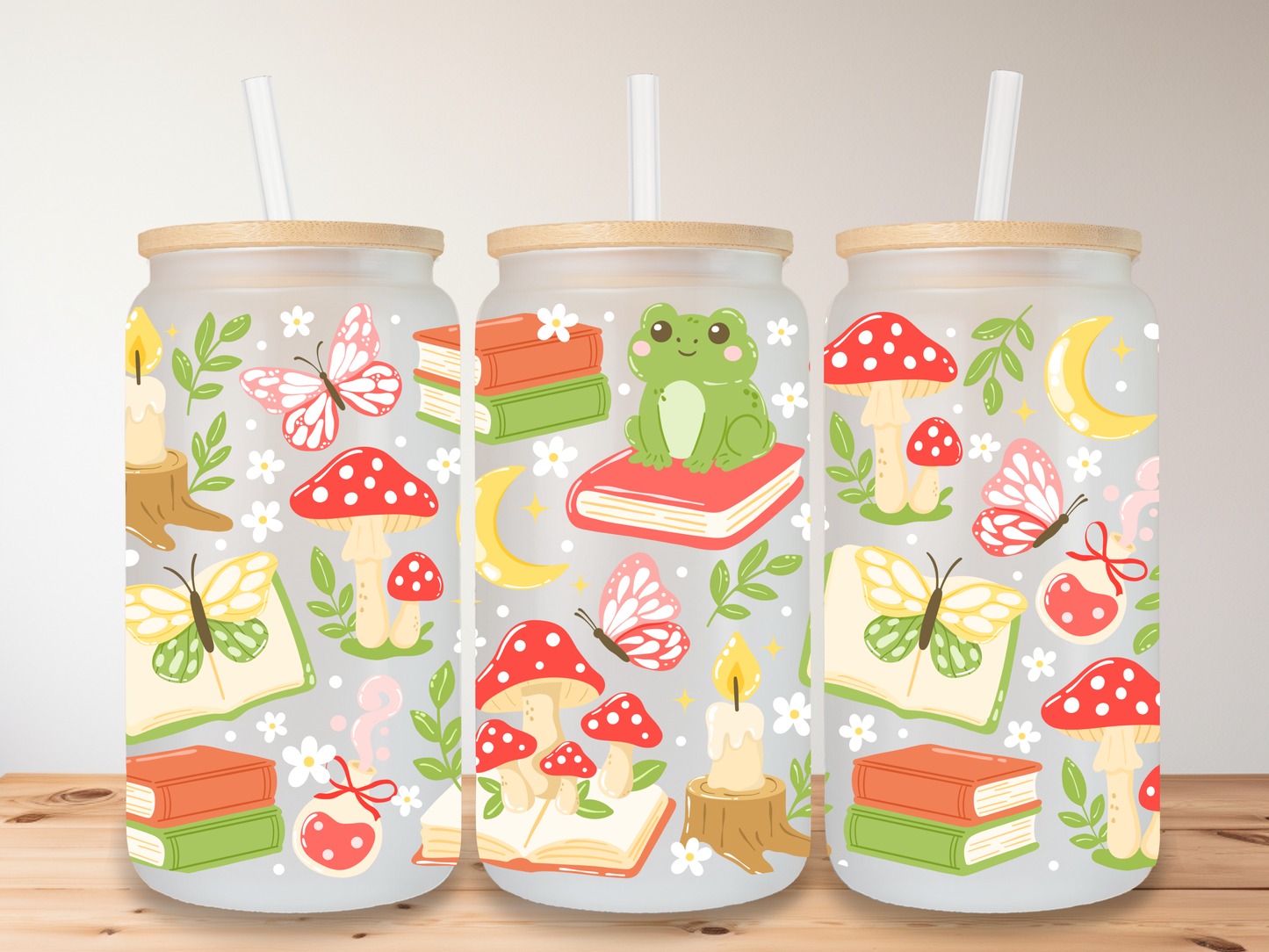 Bookish Frog 16oz Glass Can