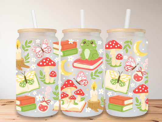 Bookish Frog 16oz Glass Can