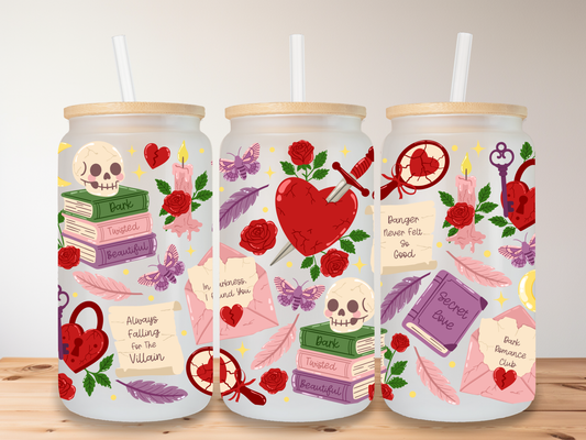 Dark Romance (heart) 16oz Glass Can