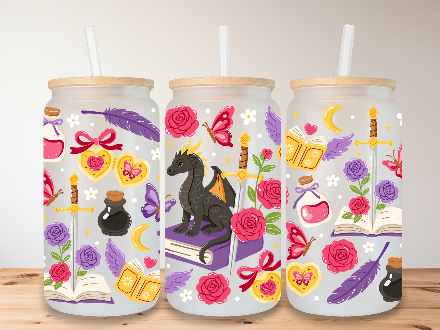 Fantasy Book Lover 16oz Glass Can