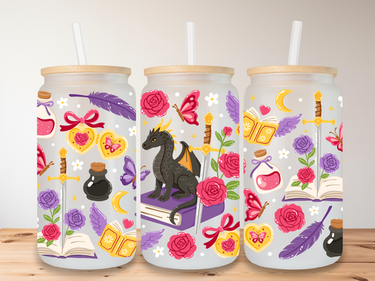 Fantasy Book Lover 16oz Glass Can