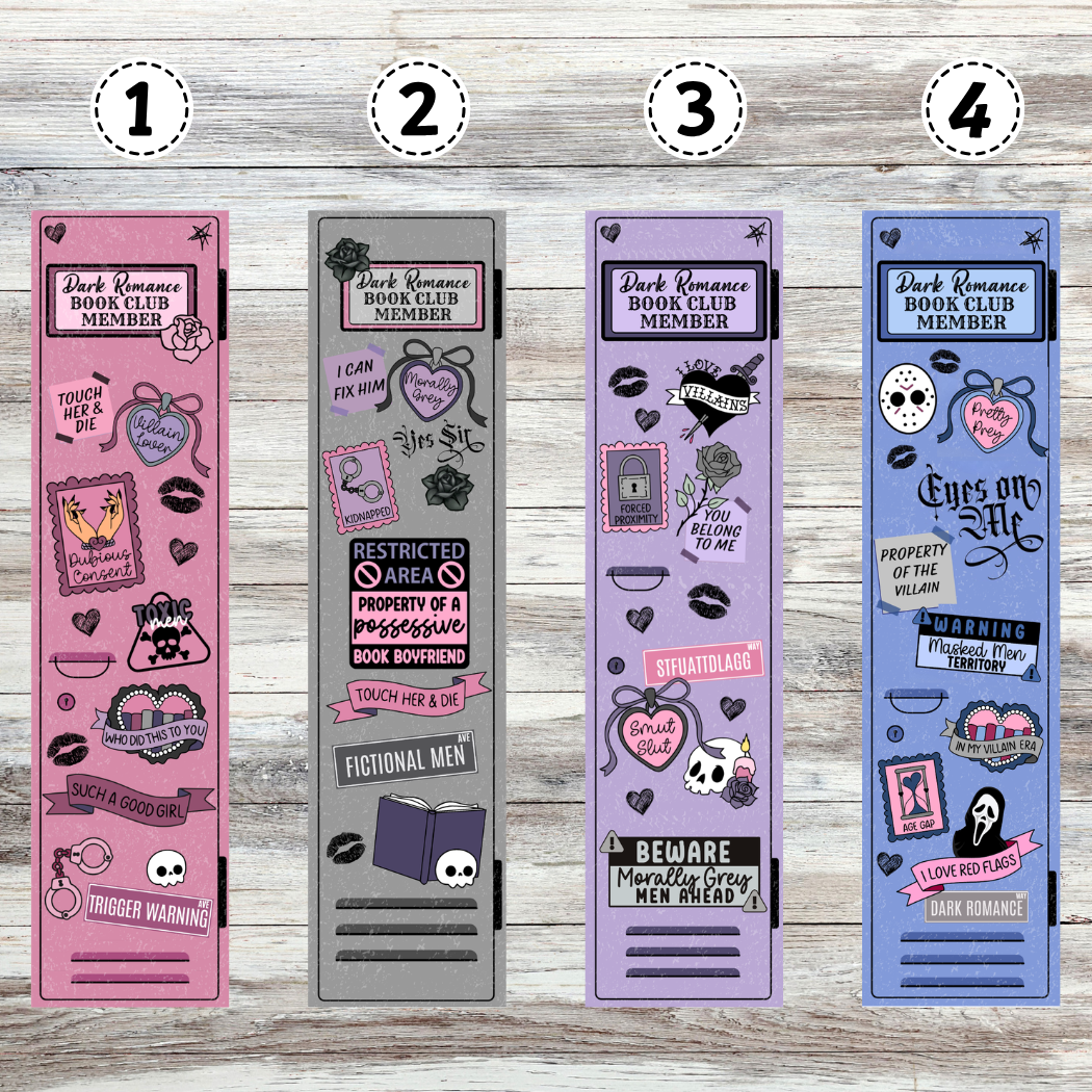 Dark Romance Book Club Lockers Metal Bookmarks