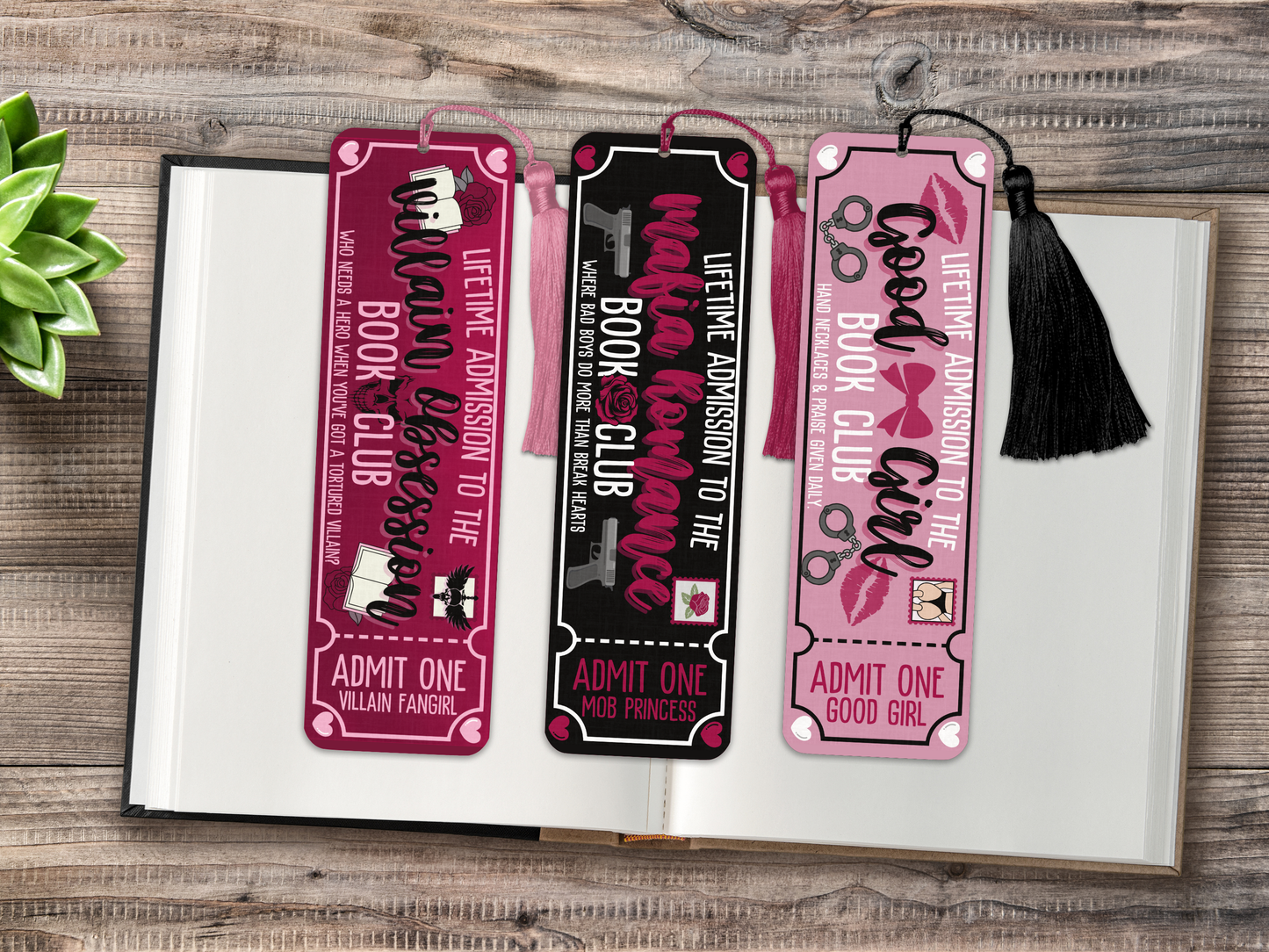 Villain, Mafia & Good Girl Book Club Tickets Metal Bookmarks