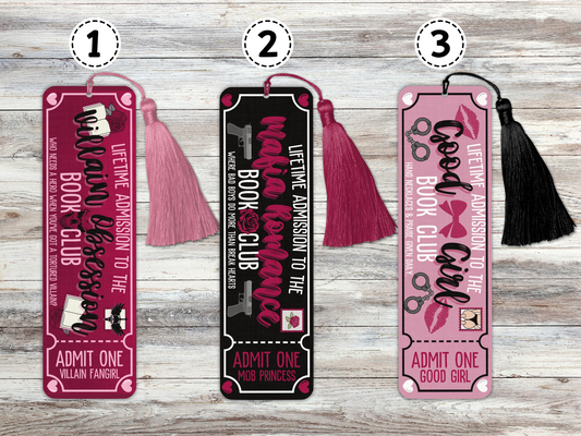 Villain, Mafia & Good Girl Book Club Tickets Metal Bookmarks