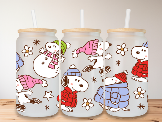 Snoopy 16oz Glass Can
