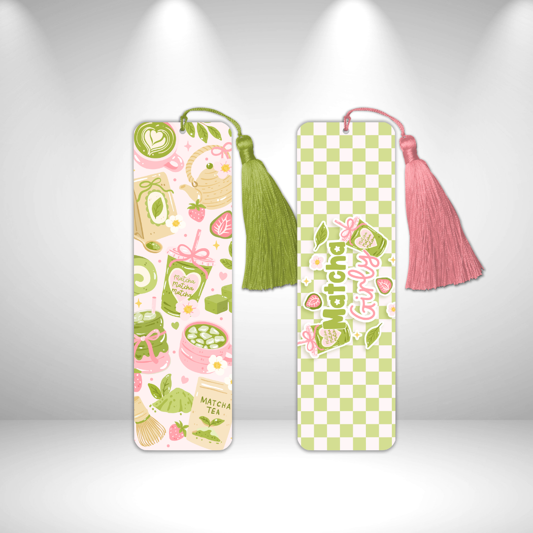 Matcha Girly DOUBLE SIDED Metal Bookmark