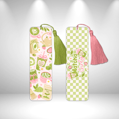 Matcha Girly DOUBLE SIDED Metal Bookmark