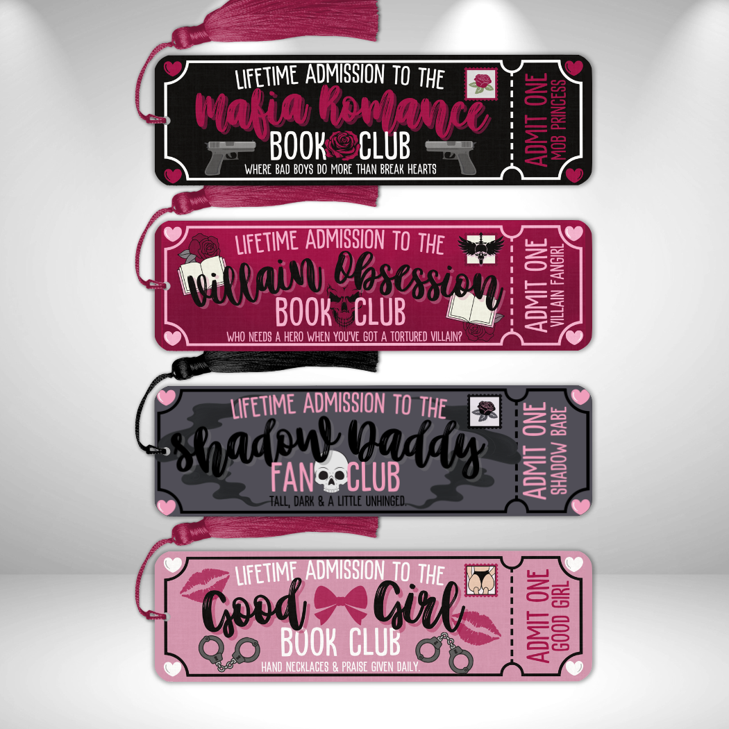 Mafia Romance, Villain Obsessed, Shadow Daddy, Good Girl Book Club Tickets Metal Bookmarks