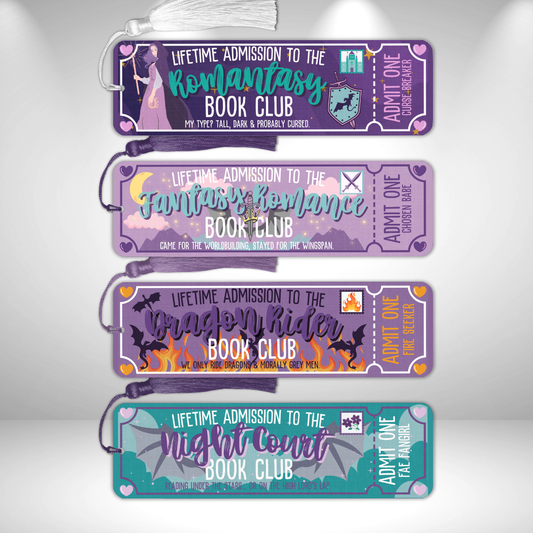 Romantasy, Fantasy Romance, Dragon Rider, Night Court Book Club Tickets Metal Bookmarks