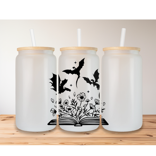 Book Dragons 16oz Glass Can