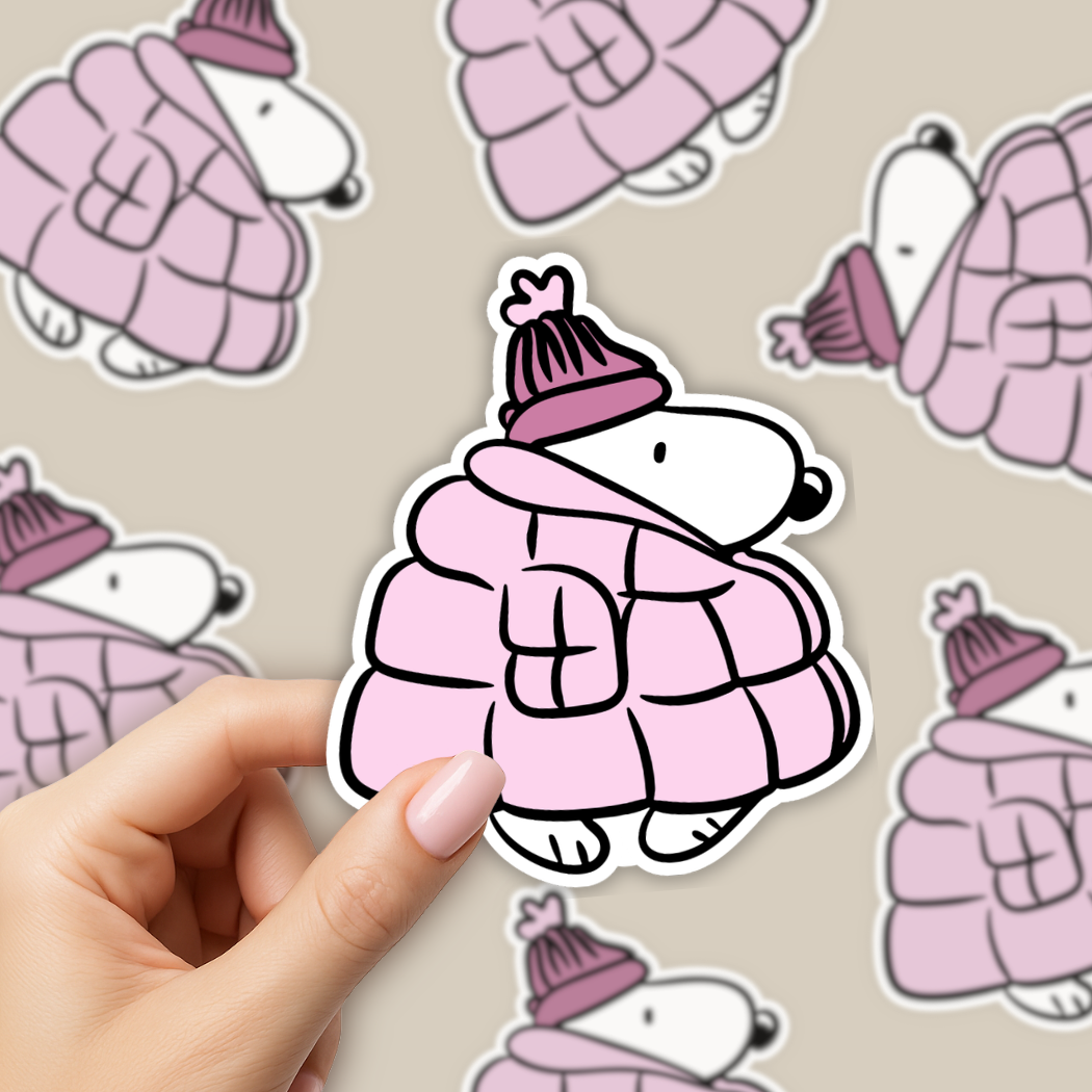 Snoopy Pink Puffer Jacket Sticker