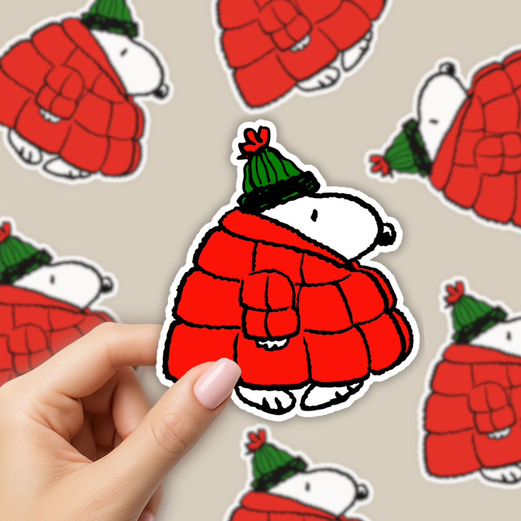 Snoopy Red Puffer Jacket Sticker